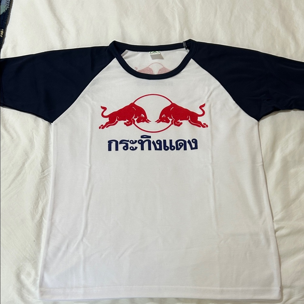 Red Bull White and Navy Raglan T-Shirt